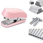 Pink Color Mini Stapler with Staples,Small Cute Stapler for Desk,Gift for Student or Office Use (Pink)