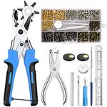 Kamtop Leather Hole Punch Set, Revolving Punch Plier Kit with 240 Sets Double Cap Leather Rivets, Heavy Duty 6 Size Leather Hole Puncher Belt Punch Tool for Shoes, Fabric, Watch Bands, Craft