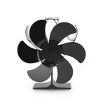 Elprico 6 Blades Fireplace Fan, Aluminum Alloy Diameter 152mm Heat Powered Stove Fan, Silent High Temperature Resistance Heat Operated Fireplace Fan for Wood Burner Fireplace