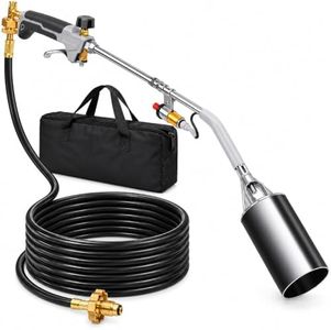 Propane Torch Weed Burner with Storage Bag, 500,000 BTU Heavy Duty Weed Torch Kit with 10FT Hose, Push-Button Igniter, Turbo Trigger and Flame Control for Garden Weeds, Asphalt Work, Ice Removal