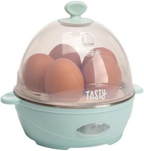 Tasty Mini Rapid Egg Cooker, 5-Egg Capacity for Perfect Hard Boiled Eggs or Omelets, Auto Shut Off, Aqua