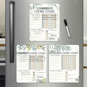 3 Greenery Dry Erase Chore Chart for Kids Multiple Kids - Kids Chore Chart Kids Chart, Chores Chart for Kids Multiple Kids, Magnetic Chore Chart for Kids, Chore Chart Adults, Chores Chart for Teens