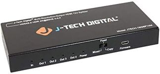 HDMI Splitter 1 in 4 Out 4K 60Hz 1080P Multi-Resolution Output (MRO), HDMI Splitter for Multiple Monitors Duplicate/Mirror, Compatible with HDR & Dolby Vision by J-Tech Digital [JTECH-18GSP14M]