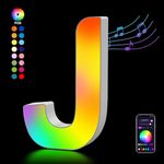 Light Up Letters USB Powered, LED Letter Lights Color Changing Alphabet Sign Gifts for Girls Women Party Birthday Decorations, APP Control, Night Light Christmas Valentine Wall Table Decor - J