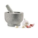 6'' Original Mortar and Pestle Set - Heavy Duty Unpolished Granite, 2 Cups Capacity - NCPSTL1