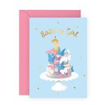 Third Birthday Card for Girls - Happy 3rd Birthday - Age 3 - Three Year Old - Blue Purple Pink Butterfly Greeting Card for Kids - Daughter - Toddler - Comes With Fun Stickers - By Central 23