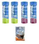 NUUN Sport Electrolytes Hydration Tablets - 4 Tubes of Electrolyte Tabs (40 Total Tablets) Bundled with A Pack of Elastic No-tie Reflective Shoe Laces (2 Tri-Berry / 2 Lemon Lime)