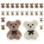 Prasacco 24 Pcs Mini Teddy Bears Small Flocked Teddy Bear Plush Stuffed Tiny Bear Doll for DIY Keychain Birthday Wedding Graduation Decorations Party Favor (20mm/0.76Inch, 12 Brown+12 White)