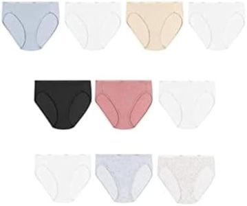 Hanes Women's Microfiber Panties Pack, Moisture-Wicking Stretch Underwear, 10-Pack (Colors May Vary), 10 Pack - Hi Cut Assorted 2, 14