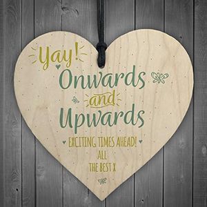 RED OCEAN Good Luck Friend Friendship Colleagues Leaving Job Gift Wooden Heart Plaque Thank You Sign