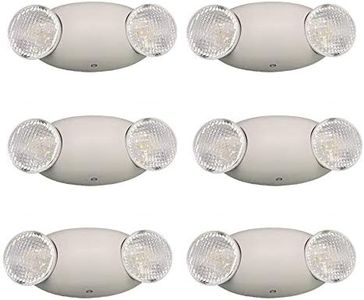 Amazon Basics LED Emergency Light, UL Certified, 6-Pack, Adjustable Two LED Bug Eye Head, Battery Backup, Nickel (Previously AmazonCommercial brand)