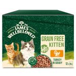 James Wellbeloved Kitten Grain-Free Turkey in Gravy 12 Pouches, Hypoallergenic Wet Cat Food, Pack of 1 (12x85 g)