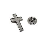 Chaplain Finish Cross Lapel Pin - Religious Christian Latin Ornate Official Brooch, Small, Silver