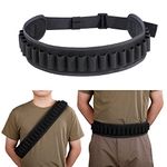 EXCELLENT ELITE SPANKER Shotgun Shell Belt, 24 Rounds Shotgun Cartridge Pouch Bullet Belt Shotgun,Nylon Ammo Carrier Ammo Holder for Tactical Hunting（Black）