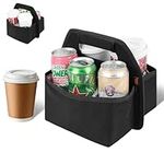 Desing Wish Portable Coffee Cup Drink Carrier Holder Organizer Tote Bag Reusable Insulated Coffee Cup Holder Carrier with Handle Detachable Compartment Insulation Plates for Hot & Cold Drinks Soda Can