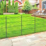 INJOPEXI Decorative Garden Fence 6 Panels 11.8ft(L)×30in(H) Garden Fences Outdoor with 6 Panels Rustproof Metal Wire No Dig Temporary Animal Barrier Fencing for Backyard Patio - Without Fence Gate