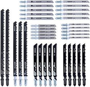 Jigsaw Blades Set 35pcs,Contractor Assorted T Shank Jig Saw Blades,Multi-Purpose HCS/HSS Saw Blades for Cutting Wood,Plastic,Metal