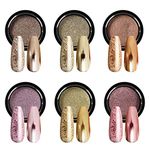 Saviland Chrome Nail Powder Set - 6 Colors Rose Gold Chrome Nail Powder Holographic Metallic Mirror Nail Effect Manicure Pigment for Nail Decoration Salon Home DIY