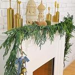 9Ft Garland Christmas Decorations Norfolk Pine Garland Artificial Faux Greenery Garland for Holiday Indoor Mantle Decor