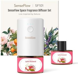 SenseFlow SF101 Pro Plug In Air Freshener, Waterless Essential Oil Diffuser, Non-Toxic Aroma Diffuser, Adjustable 120-Day Natural Scent Mist, Covers 1000 Sq Ft- Free 30ml Lychee Rosewood
