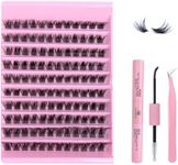 Lash Extension Kit DIY 120pcs: Gekinye Individual wispy Lash Clusters Kit 8-16mm - with Lash Bond and Seal and Lash Tweezers