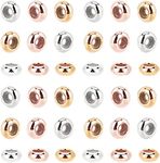 PH PandaHall 60pcs Brass Silicone Slider Beads, 3 Color 7mm Stopper Beads Slider Clasps Stopper Beads for DIY European Bracelets Necklaces Jewelry Making