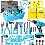 LOYO Kids Tool Set - 53Pcs Toddler Tool Set with Kids Tool Box & Electric Toy Drill, Construction Toys Play for Toddler Boys Age 3 4 5 6 7 Years Old