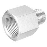 sourcing map Pipe Fitting Reducer Adapter 1/4 NPT Male to 3/8 G Female, Stainless Steel for Water Oil Air Pressure Gauge