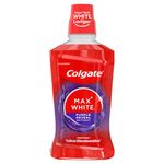 Colgate Max White Purple Reveal Mouthwash 500ml, Helps Prevent Yellow Discolouration, Keeps Teeth White for Longer, Lasting Stain Prevention, Alcohol-Free Formula