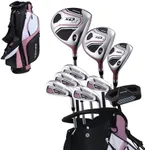 Aspire XD1 Womens Golf Clubs Full Set, Includes Driver, Fairway, Hybrid, 6-PW Irons, Putter, Stand Bag, 3 H/C's, Ultra-Light Graphite Shafts, Golf Clubs Women Right Handed, Comes in 3 Sizes, Pink