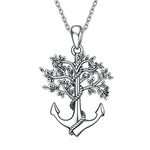 Anchor Necklace Tree of Life Pendant 925 Sterling Silver Chain Vintage Jewelry Gifts For Women Girls Mom Mother Daughter (Tree of life)