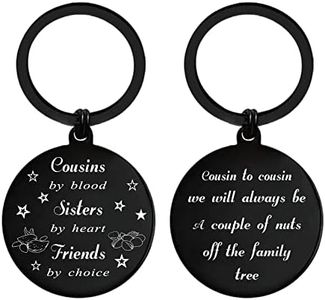 ENGZHI Funny Cousin Keychain Gifts for Men Women - Cousins By Blood Sisters By Heart Friends By Choice - Cute Cousin Christmas New Year Gifts for Boys Girls, Metal Engraved Keepsake, Cousin to Cousin, Cousin to Cousin Keychain