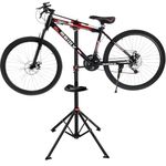 IPEB Bicycle Workstands Bench Height Adjustable Bike Repair Stand Folding Bike Maintenance Station with Tool Tray 360 Degree Swivel Clamp for Most Bikes, Black