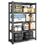 Rufokisa 5-Tier Garage Shelving Heavy Duty，78" Metal Shelving Unit for Garage, 2750 lbs Load Capacity Utility Rack Shelves＆ Garage Shelves, 48”W x 18”D x 78”H(Black)