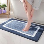 COLOR&GEOMETRY Absorbent Bath Mat 40 x 60 cm, Soft Bathroom Mat Non Slip, Machine Washable Bathroom Rug Bathmat Bath Mats for Bathroom Bathtub Shower (Blue)