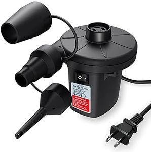 Quick-Fill Electric Air Pump with 3 Nozzles, Portable Inflator/Deflator for Inflatables Air Mattress Bed Couch Pool Floats Toys Swimming Ring Raft AC 110-120V, Black
