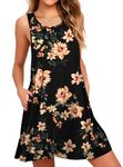 WEACZZY Summer Swimsuit Plus Size Cover ups Spaghetti Sleeveless Strap Beach Cover ups Dress with Pockets,XX-Large,Floral Black Lily