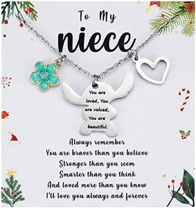 MIXJOY You are My Sunshine Necklace&Greeting Card, Birthday Christmas for Little Girls Niece Daughter Granddaughter, Medium, Stainless Steel, No Gemstone