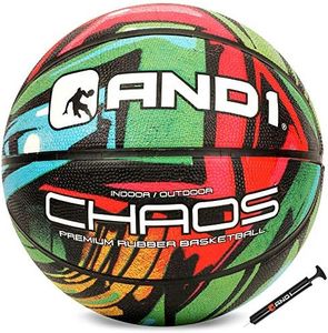 AND1 Chaos Graffiti Rubber Basketball Size 7 (29.5"), Indoor/Outdoor Basketball with Hand Pump, Deep Channel Construction, Premium Materials, Vibrant Colors