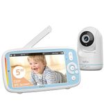 Upgraded 360 View Baby Monitor No WiFi, BOIFUN 5'' 3X Zoom Display, Rotatable Video Baby Monitor Camera, IPS 720p Wireless (Moniteur Bébé), Easy to Use and Set Up,VOX Sound Detection,Night Vision