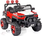Miniature Mart Big Size 4x4 Kids Electric Jeep with 2 Seat Option | 4 Motor | 12V Battery | Music Player | 1 Year Warranty & Life Time Spare Part Support | Battery Operated Toy Jeep (RED)