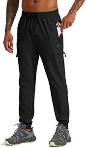 Willit Men's Hiking Joggers Travel Athletic Pants Lightweight Quick Dry Outdoor Running Pants with Zipper Pockets Black M