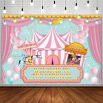 AIBIIN 7x5ft Circus Carnival Backdrop for Photography Welcome to The Carnival Banner Photo Background for Carnival Theme Birthday Party Decoration Pink Tent Colorful Balloons Photography Background