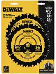 Dewalt DWA1612CMB 6-1/2-Inch 18/24-Tooth Circular Saw Blade, Combo 2-Pack