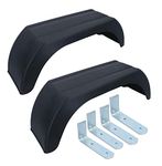 AB Tools 10" Plastic Mudguards Fender (Pair) Flush Fit & Mud Guard Angle (SMALL) Brackets (4 Pk)