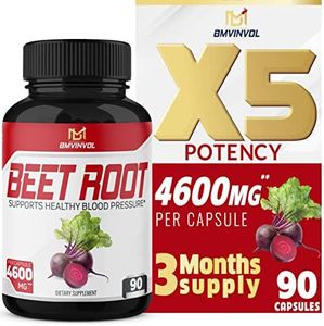 Bmvinvol Beet Root Capsules - 4600mg Herbal Equivalent to 11in1 Powerful Blend of Olive Leaf, Garlic, Turmeric Supports Healthy Blood Pressure, Digestive, Immune System 3 Months Supply