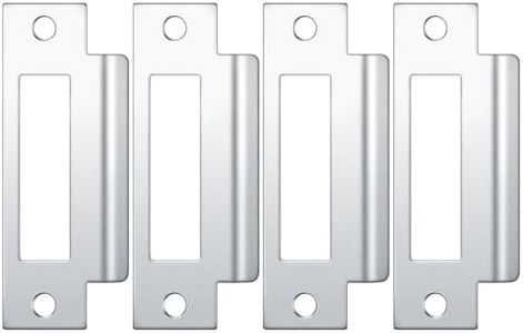 Tandefio 4-7/8" Mortise Lock Strike Plate Universal Door Strike Plate T Strike Door Strike Plate Deadbolt Strike Plate Door Backplate Iron with Brushed Zinc Finish(Silver, 4 Pcs)