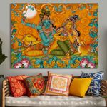 PAPER PLANE DESIGN Indian Ethnic Kerala Mural Framed Wall Art Large Size Canvas Painting For Home Decor Ready To Hang Art 36 inch x 48 inch