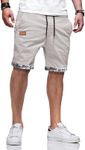 JMIERR Mens Casual Shorts Cotton Drawstring Summer Beach Stretch Waist Twill Chino Work Dress Golf Shorts with Pockets, M, Light Grey