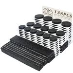 elleayya Felt Furniture Pads for Hardwood Floors,138PCS Felt Pads for Furniture Include 3/4",7/8",1" Round for Chair Felt Pads and 1/2", 1",1 1/4" Felt Strip for DIY!Black